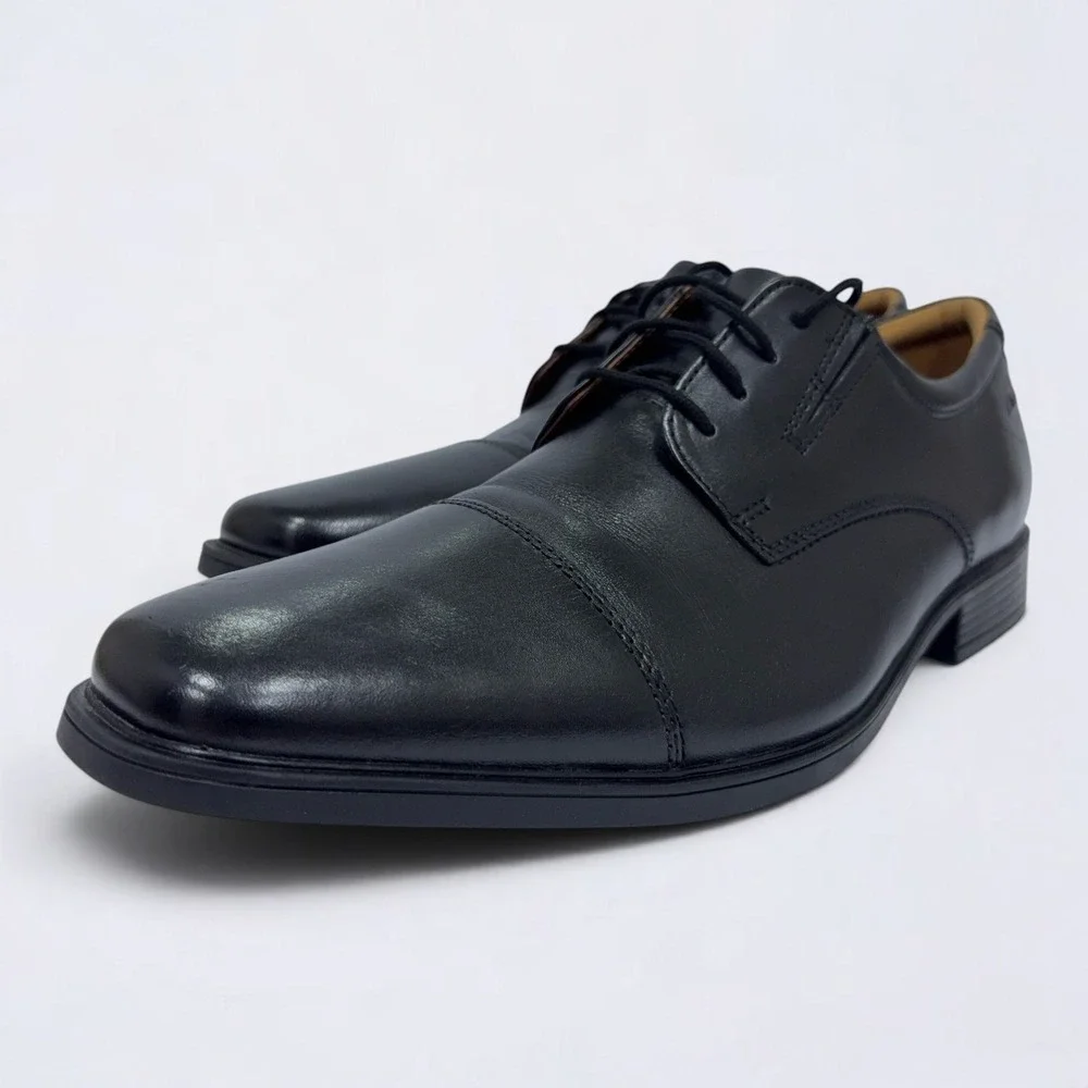 Clarks Men's Tilden Cap Oxford Dress Shoes Men's Size 13 M Black Leather Derby